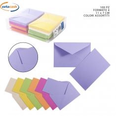 BIGLIETTINI CON BUSTA 100 PEZZI CM 11X7 COLORI FORTI