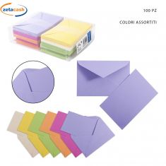 BIGLIETTINI CON BUSTA 100 PEZZI CM. 14X9 COLORI FORTI