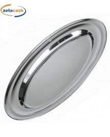 VASSOIO OVALE BORDO RIALZATO ACCIAIO INOX CM 30
