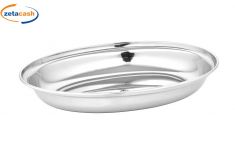 VASSOIO OVALE INOX CM 40 BORDO RIALZATO