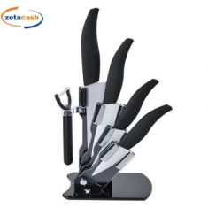 CEPPO COLTELLI CON LAMA CERAMICA E MANICO NERO PZ 6