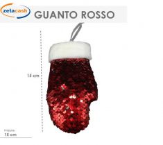 GUANTO 15CM ROSSO CON PAILLETTES E PELLICCCIA
