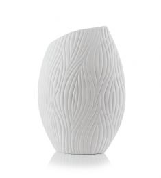 VASO IN CERAMICA BIANCO OPALE NEREIDI CON STRIATURE H 42