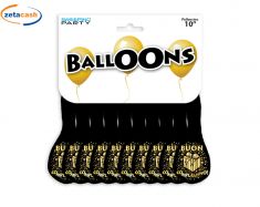 PALLONCINI 10 PEZZI NERO\ORO BUON COMPLEANNO