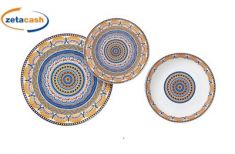 SERVIZIO PIATTI ORVIETO 18 PEZZI IN PORCELLANA ARANCIO BLU