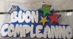 POLISTIROLO DECORATO CON SCRITTA BUON COMPLEANNO