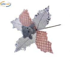 FIORE GAMBO CORTO CON ORSO GRIGIO H. 35 CM.