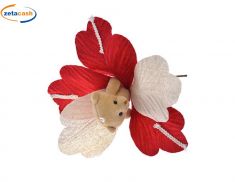 FIORE GAMBO CORTO ROSSO CON ORSO PELUCHE COLORE MARRONE