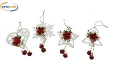 APPENDINO LEGNO BIANCO CON FIORE E CAMPANELLO ROSSO