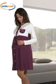 CAMICIA DA NOTTE PRE-POST PARTO BLU/PANNA TG. 5/L