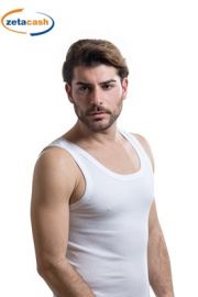 CANOTTA UOMO IN COTONE BIANCO SPALLA LARGA TG 6