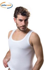 CANOTTA UOMO IN COTONE BIANCO A SPALLA LARGA TG 4