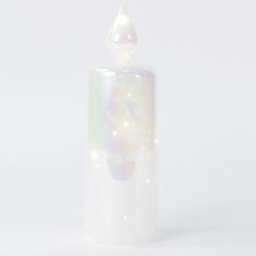 CANDELA IN VETRO BIANCO CON LED