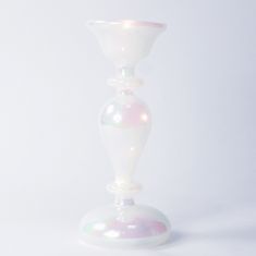 ALZATA PORTACANDELA BIANCO PERLATO CON LED