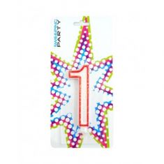 CANDELA GIGANTE NUMERO "1" CON RIGA ROSSA