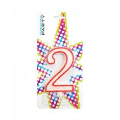 CANDELA GIGANTE NUMERO "2" CON RIGA ROSSA