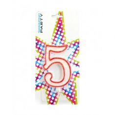 CANDELA GIGANTE NUMERO "5" CON RIGA ROSSA
