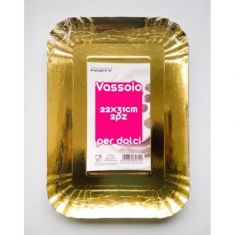 VASSOI RETTANGOLARI PER DOLCI 2 PEZZI ORO