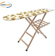 ASSE DA STIRO IN LEGNO NATURALE CON POGGIA FERRO 119 X 38 CM