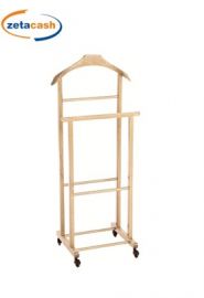 APPENDIAABITI IN LEGNO NATURALE CON RUOTE DA CAMERA