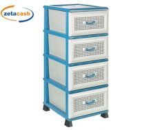 CASSETTIERA IN PLASTICA CON 4 CASSETTI AZZURRO CM 46X37X93