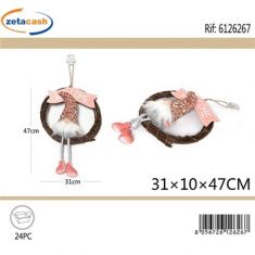 GHIRLANDA APPENDINO IN VIMINI CON GNOMO