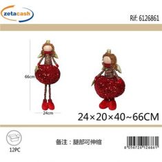 BAMBOLA VESTITO ROSSO PAILETTES ALI E CORONA H 43 CM