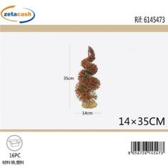 ALBERO DORATO BACCHE ROSSE ONDA H 36 CM