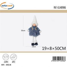 BIMBA CON VESTITO BLU E CAPPELLO BIANCO H 50 CM