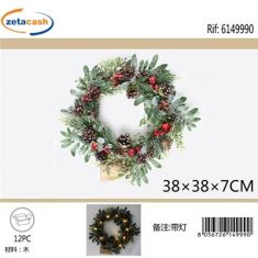 DIETROPORTA FOGLIE PIGNE E BACCHE D 30 CM