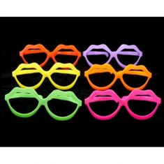 OCCHIALI GRANDI DA PARTY CON FORMA BACIO COLORI ASSORTITI