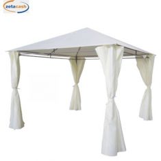 GAZEBO METALLO CON TENDA CHIUSURA ECRU 3X3MT