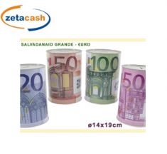 SALVADANAIO GRANDE IN LATTA EURO DIAM 13 CM X H 19 CM