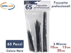 FASCETTE IN PLASTICA NERA 65 PEZZI 3 MISURE