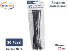 FASCETTE IN PLASTICA NERA 20 PEZZI 26 CM