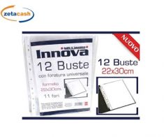 BUSTA PORTAFOGLI CON FORI TRASPARENTE 12 PEZZI 22 X 30 CM