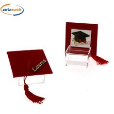 BOX PLEXIGLASS LAUREA VELLUTO ROSSO SCRITTA LEGNO