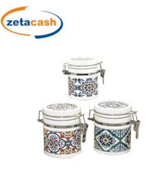 BARATTOLINO IN CERAMICA CON CUCCHIAIO IN LEGNO H 6 CM