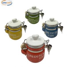 BARATTOLINO CERAMICA COPERCHIO ERMETICO CUCCHIAINO LEGNO ASS