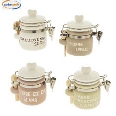 BARATTOLO BRIO TAPPO ERMETICO CERAMICA H 8 CM ASS