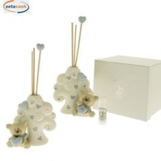 DIFFUSORE ORSO CERAMICA STELLA AZZURRO CON ALBERO H8CM