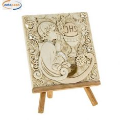 ICONA CLASSICA COMUNIONE BAMBINO RESINA CAVALLETTO LEGNO