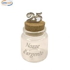 BARATTOLO NOZZE ARGENTO SCRITTA TAPPO APPLICAZIONE SPILLA