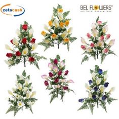 MAZZO FRONTALE BOCCIOLI ROSE CALLE H50 CM ASS