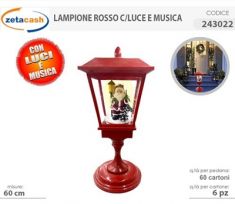 LAMPIONE ROSSO CON BABBO NATALE H 60 CM