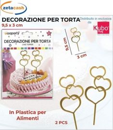 CAKE TOPPER CUORI ORO CM 3X10