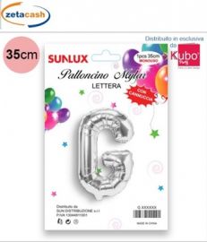 PALLONCINO METALIZZATO ARGENTO LETTERA G 35 CM