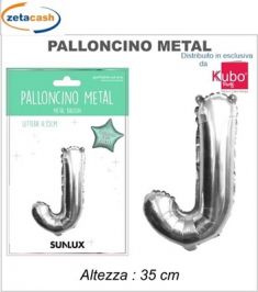 PALLONCINO METALIZZATO ARGENTO LETTERA J 35 CM