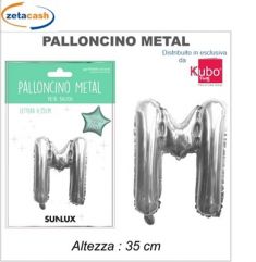 PALLONCINO METALIZZATO ARGENTO LETTERA M 35 CM