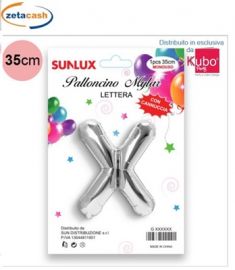 PALLONCINO METALIZZATO ARGENTO LETTERA X 35 CM